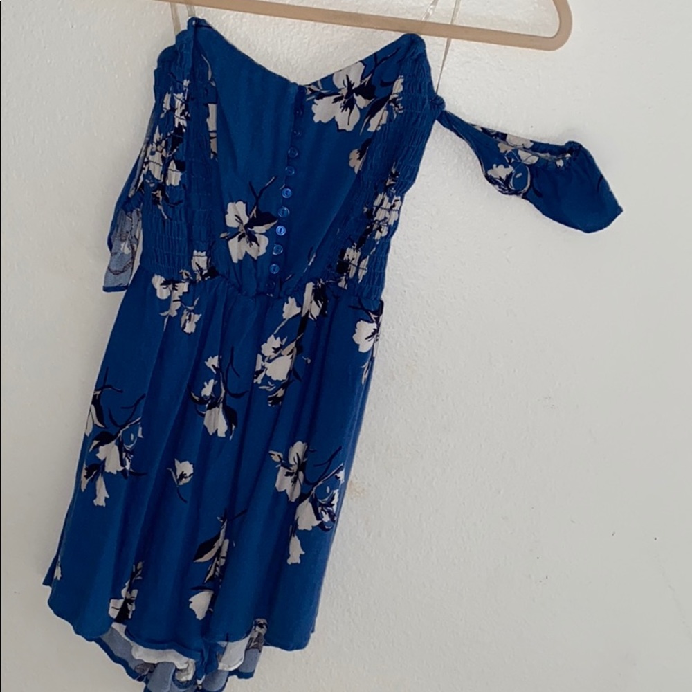 Lush blue floral romper play suit hello molly